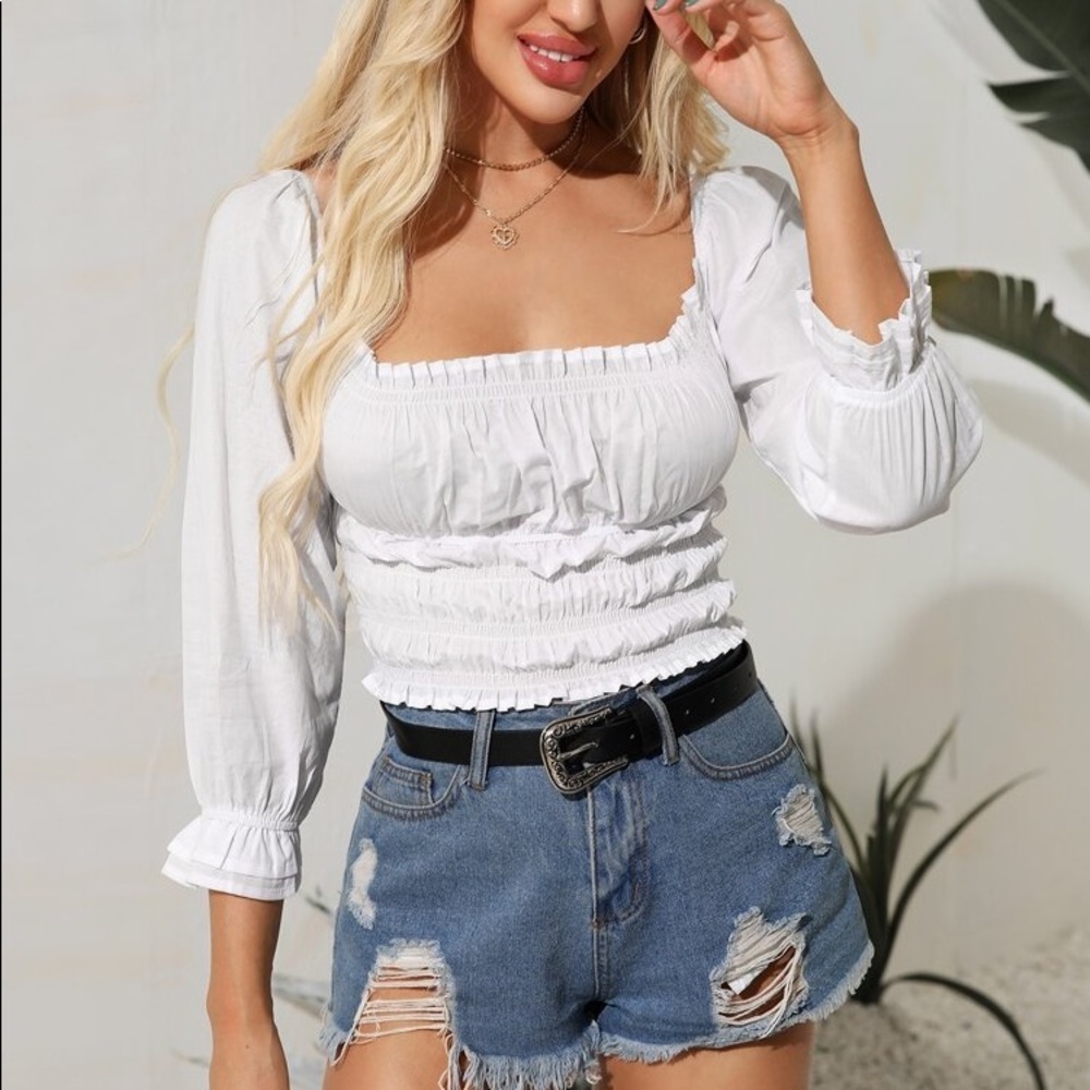 Square Neck frill Blouse NEW!!